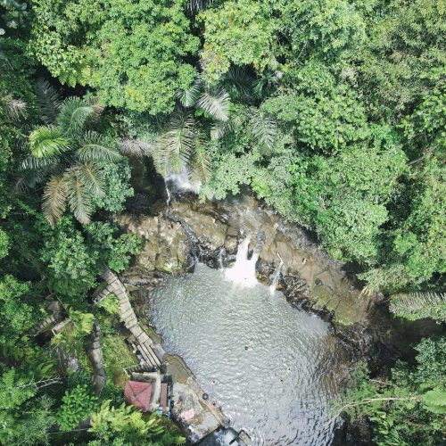 Bali waterfall drone
